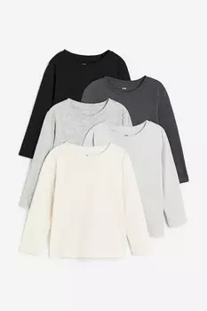 Комплект лонгсливов H&M, 5 предметов, темный/светлый