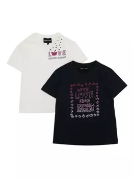 Комплект Love из двух футболок с логотипом Emporio Armani Kids, белый