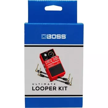 Комплект лупера BOSS RC-1 Ultimate с педалью эффектов и двумя 6-дюймовыми патч-кабелями красного цвета
