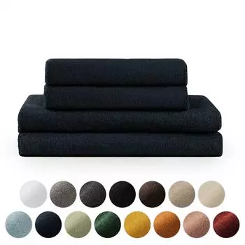 Комплект махровых полотенец премиум-класса Blumtal с петлями для подвешивания - хлопок, мягкий, впитывающий - 2 банных полотенца (70х140 см), 2 полотенца для рук (50х100 см), темно-синие., темно-синий