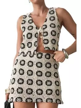 Комплект мини-юбки крючком кремового цвета Pretty Garbage