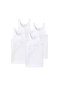 Комплект мужских маек, 4 шт, без рукавов, Cotton Essentials, тонкая резинка SCHIESSER, белый