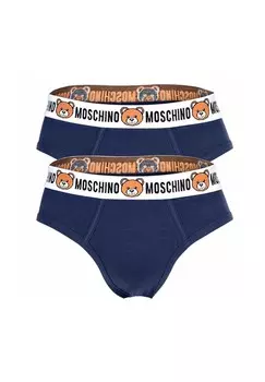 Комплект мужских трусов, 2 шт. - Underbear, трусы, смесовый хлопок, однотонные MOSCHINO, синий