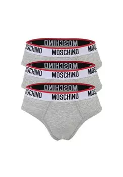 Комплект мужских трусов, 3 шт., смесовый хлопок, однотонный MOSCHINO, серый