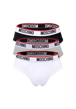 Комплект мужских трусов, 3 шт., смесовый хлопок, однотонный MOSCHINO, цвет Schwarz/Grau/Wei