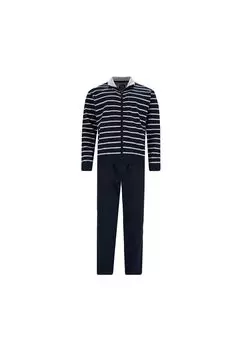 Комплект мужского костюма для отдыха - климат комфорт, длинный, куртка, смесь хлопка hajo, цвет Blau Grau