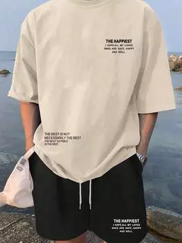 Комплект мужской из футболки и шорты Manfinity с принтом, черный