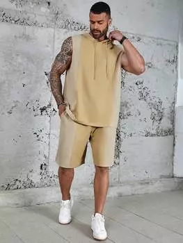 Комплект мужской из топа и шорт Manfinity Hypemode с цветными блоками, хаки