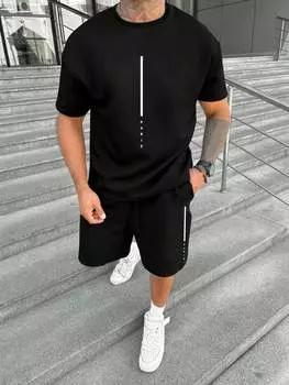 Комплект мужской Manfinity Homme из футболки и шорт, черный