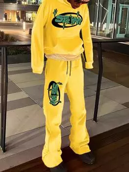 Комплект мужской толстовка и штаны Manfinity EMRG, желтый / зеленый