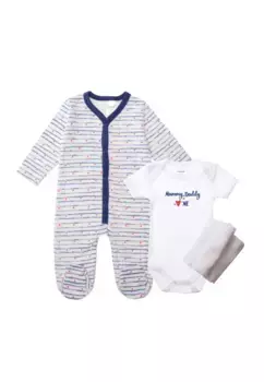 Комплект начального снаряжения Liliput "Мама+Папа=Я" с милым принтом в виде сердечек, белый