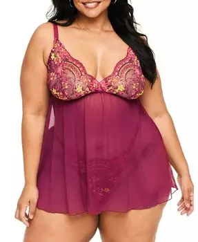 Комплект нижнего белья больших размеров Anatta Babydoll и стринги Adore Me, красный