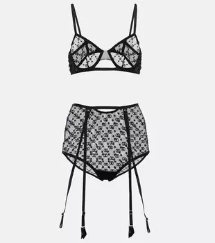 Комплект нижнего белья и бюстгальтера из тюля GG star GUCCI, черный