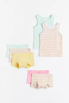 Комплект нижнего белья из 7 предметов H&amp;M, светло-бирюзовый/полосатый