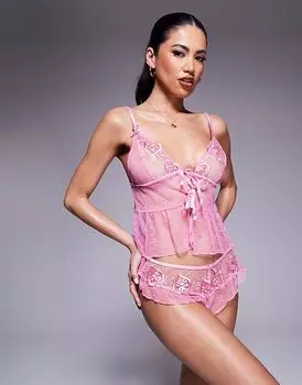 Комплект нижнего белья River Island из кружева в нежно-розовом цвете