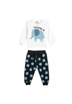 Комплект ночного белья SET ELEPHANT PRINTED LONG SLEEVE CREW NECK . Koton, цвет white and dark blue