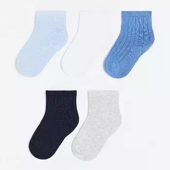 Комплект носков H&M Knit, 5 предметов, синий/темно-синий/голубой