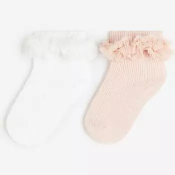 Комплект носков H&amp;M Tulle-trimmed, белый/розовый