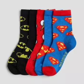 Комплект носков H&M Kids Patterned DC Comics, 5 предметов, мультиколор
