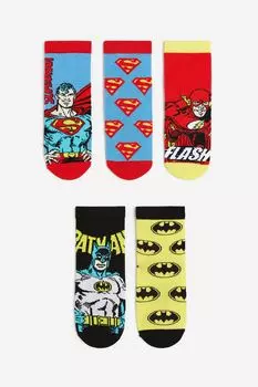 Комплект носков H&M Kids Patterned Justice League, 5 предметов, мультиколор