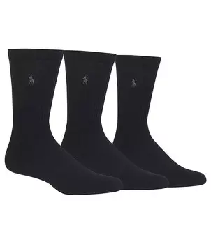 Комплект носков из хлопковой смеси Polo Ralph Lauren, 3 пары, черный