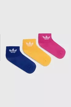 Комплект носков KIDS ANKLE SOCK adidas Originals, 3 пары, желтый/розовый/синий
