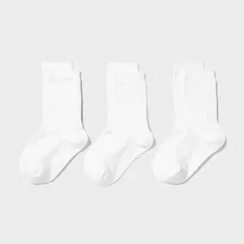 Комплект носков Uniqlo Ribbed, 3 пары, белый