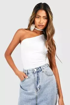 Комплект облегающего топа на одно плечо и корсажных завязоков Boohoo, слоновая кость