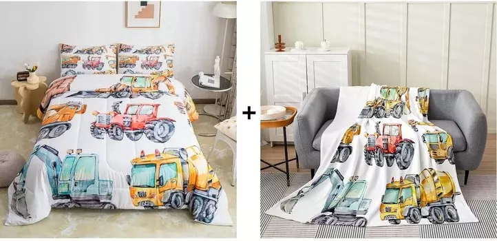 Комплект одеял Erosebridal Excavator Queen + плюшевое одеяло 50x60 дюймов