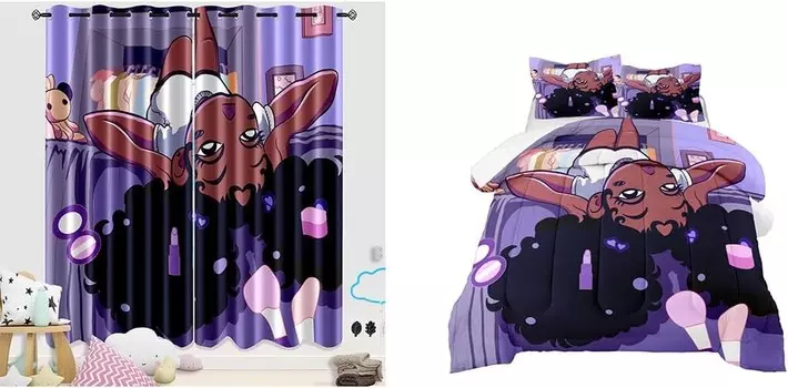 Комплект одеял и занавесок для черной девочки FJKJHKGJ