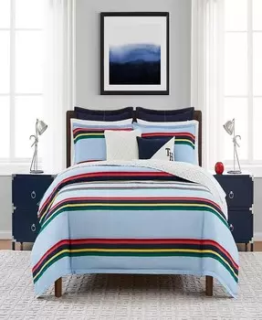 Комплект одеял из 2 предметов в полоску с лентой, Twin/Twin XL Tommy Hilfiger, синий