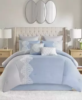 Комплект одеял Panache из микрофибры с вышивкой, 8 предметов, California King Madison Park, синий