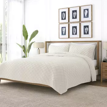 Комплект одеял с ромбовидной стежкой, сумеречный синий, современное ультрамягкое постельное белье из микрофибры ienjoy Home, цвет Natural