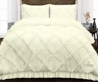 Комплект одеял с рюшами SGI Bedding Queen Diamond, слоновая кость