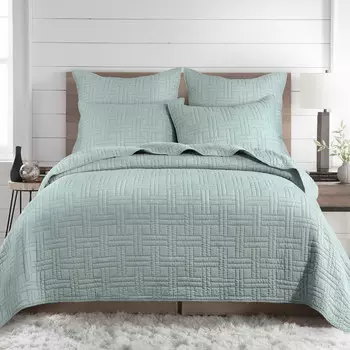 Комплект одеяла и наволочек с меланжевой строчкой Levtex Home, морской