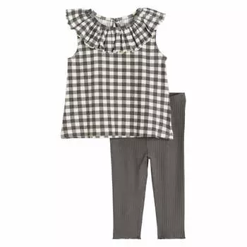 Комплект одежды H&M Baby Cotton Checked, 2 предмета, темно-серый