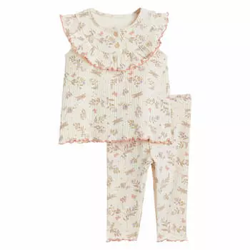 Комплект одежды H&M Baby Cotton Floral, 2 предмета, светло-бежевый