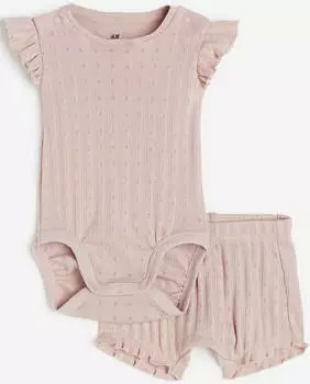 Комплект одежды H&amp;M Cotton, 2 предмета, пудрово-розовый