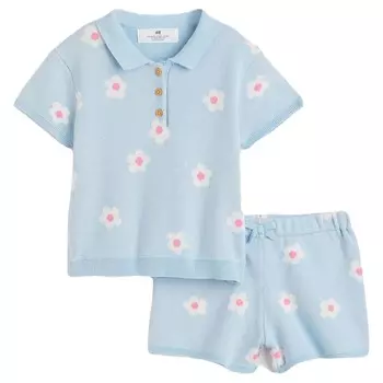 Комплект одежды H&M Cotton Flowers, 2 предмета, светло-голубой