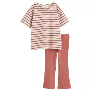 Комплект одежды H&amp;M Cotton Striped, 2 предмета, темный бежево-розовый