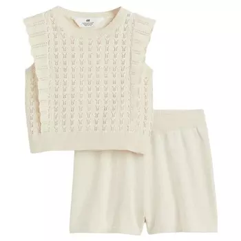 Комплект одежды H&amp;M Fine-knit Cotton, 2 предмета, светло-бежевый