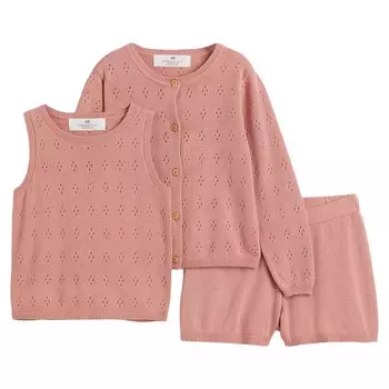 Комплект одежды H&amp;M Fine-knit Cotton Dusty Rose, 3 предмета, розовый
