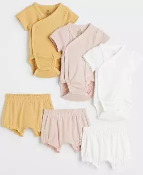 Комплект одежды H&amp;M Jersey, 6 предметов, розовый/желтый/белый