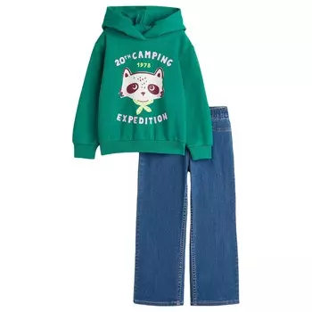 Комплект одежды H&amp;M Raccoon Printed Denim, 2 предмета, зеленый/синий