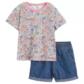 Комплект одежды H&amp;M T-shirt and Shorts Denim Floral, 2 предмета, синий