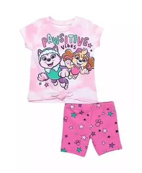Комплект одежды из футболки Skye Everest и велосипедных шорт для маленьких девочек для малышей, для детей Paw Patrol, розовый