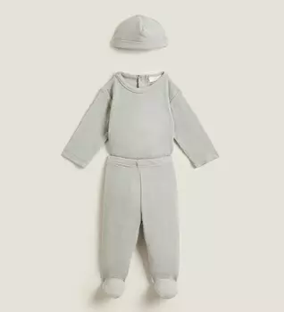 Комплект одежды Zara Home Newborn, 3 предмета, серый