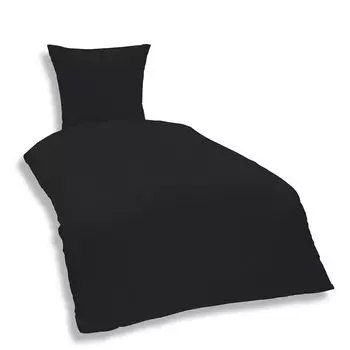 Комплект однотонного постельного белья из 2 предметов 135 х 200 см, однотонный, черный, из микрофибры One-Home