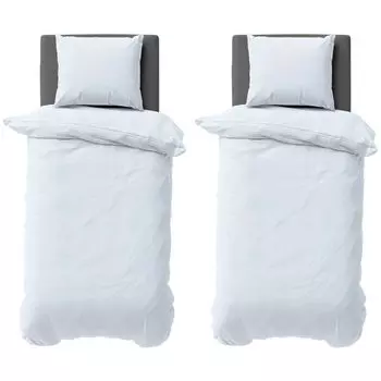 Комплект однотонного постельного белья из 4 предметов 135х200 см, белый пододеяльник из микрофибры Mskaan