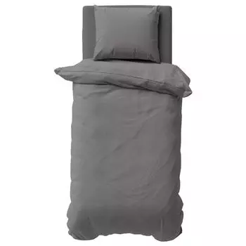 Комплект однотонного постельного белья из 2 предметов 155x220 см, серый пододеяльник из микрофибры Mskaan